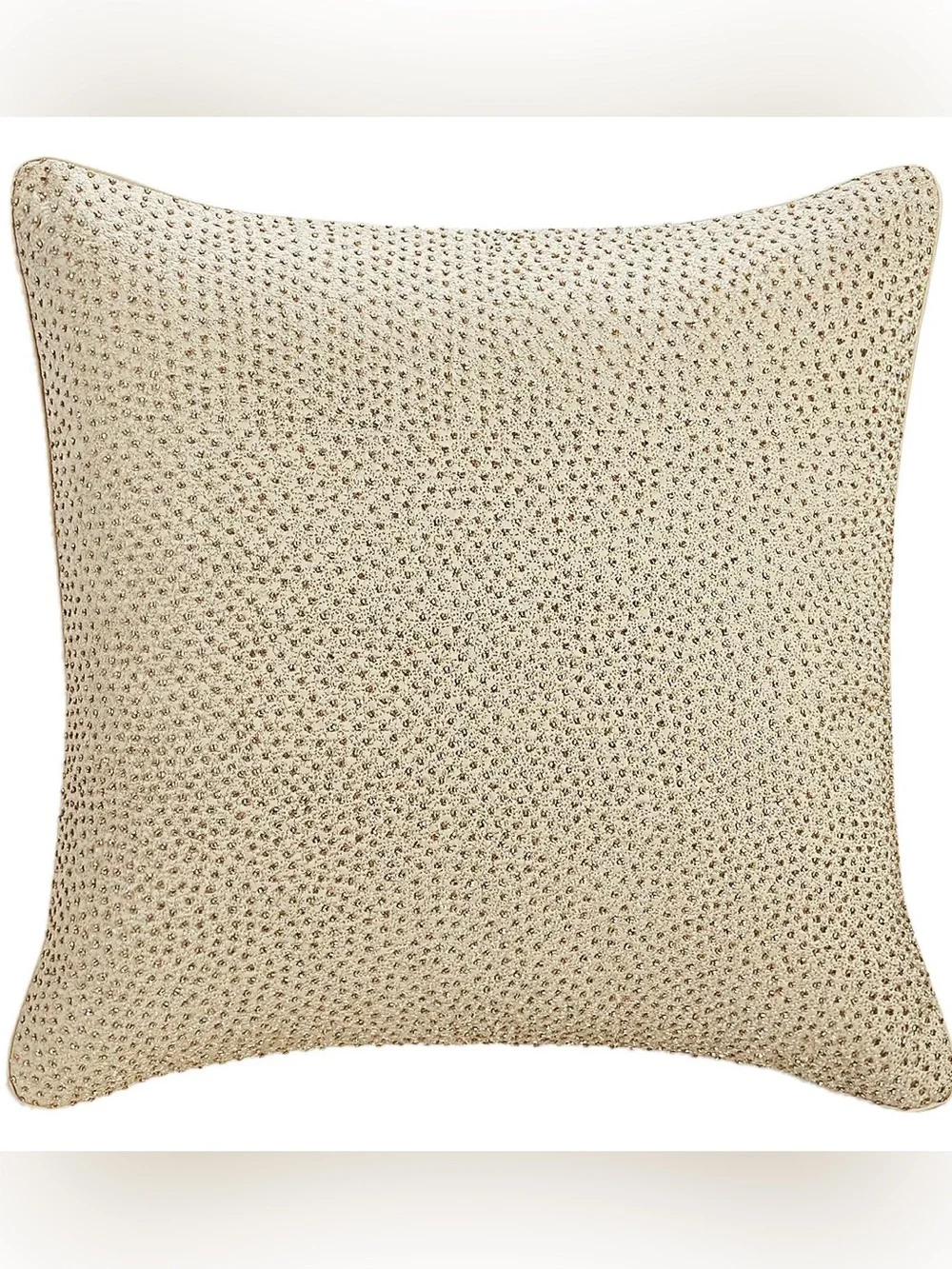 New Hudson Park Collection Foglia Beaded Gold Champagne Metallic Euro Sham, 26”